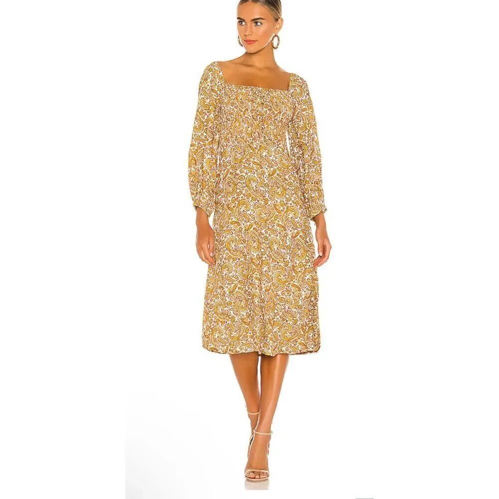 Faithfull the brand la Romarine Paisley print midi dress long sleeve 8